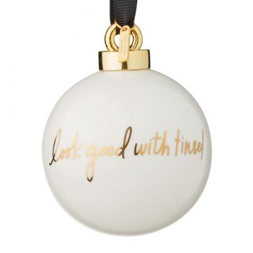 Kate Spade Look Good with Tinsel White Ball Porcelain Ornament image