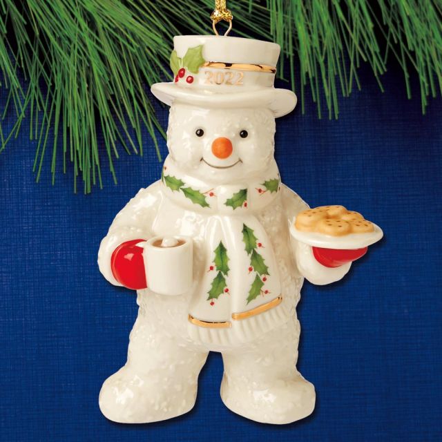 Sterling Collectables: 2022 Lenox Snowman Treats Porcelain Ornament