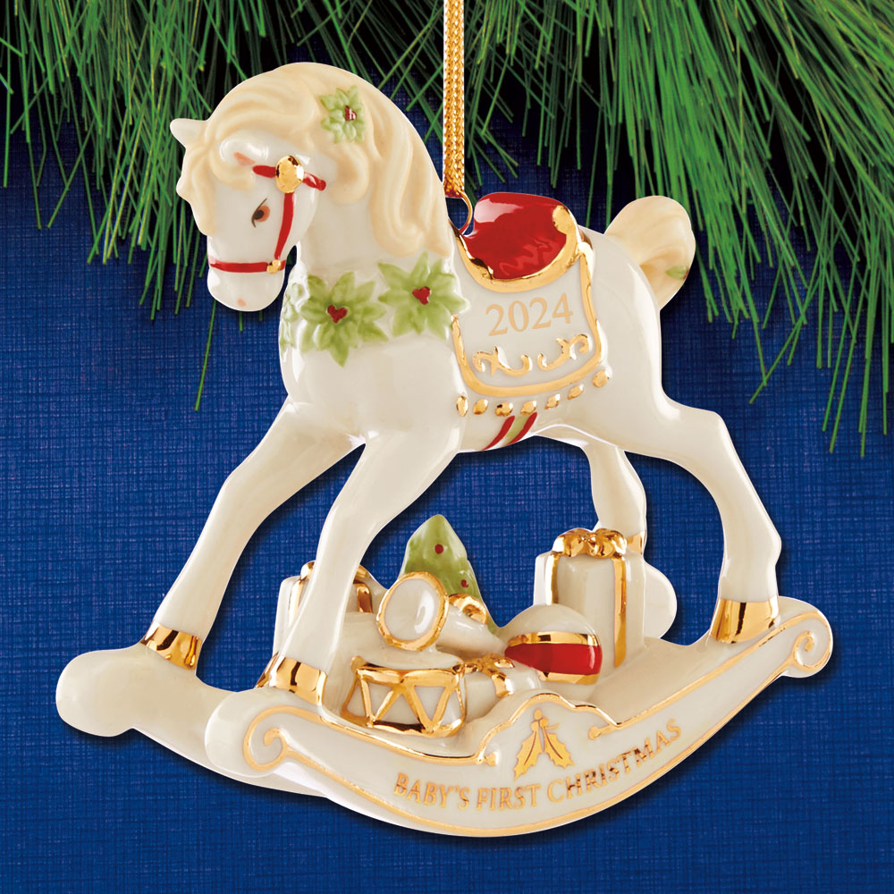 Sterling Collectables 2024 Lenox Baby s 1st Christmas Rocking Horse Porcelain Ornament