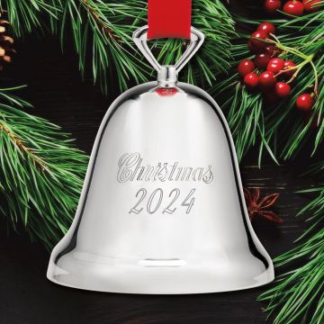 2024 Reed & Barton Silverplate Dated Christmas Bell 329/3 Ornament image
