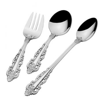Wallace Antique Baroque 3 Piece Stainless Steel Baby Feeding Set image