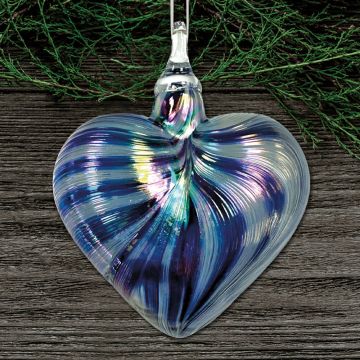 Glass Eye Blue Ribbon Heart Ornament image