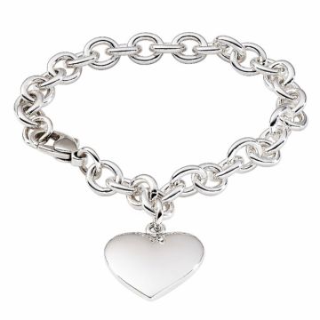 JT Inman Sterling Cable Chain Bracelet with Puffed Heart image