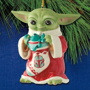 2025 Lenox Star Wars Holiday Grogu with Stocking Porcelain Ornament image