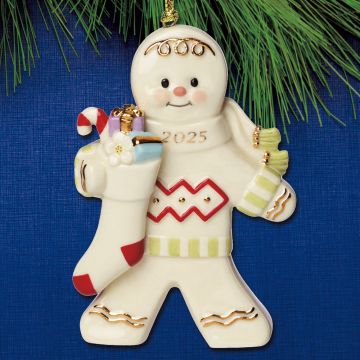 2025 Lenox Gingerbread with Stocking Porcelain Ornament image