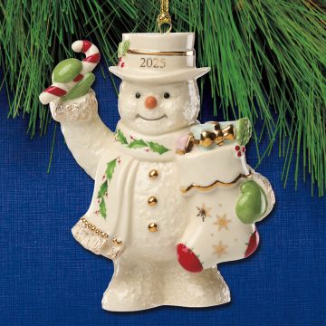 2025 Lenox Snowman with Stocking Porcelain Ornament image