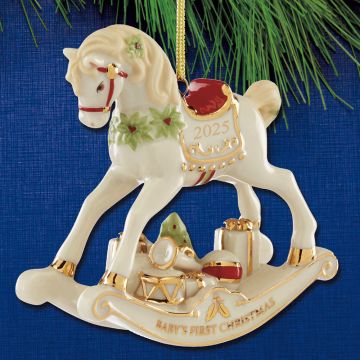 2025 Lenox Baby's 1st Christmas Rocking Horse Porcelain Ornament image