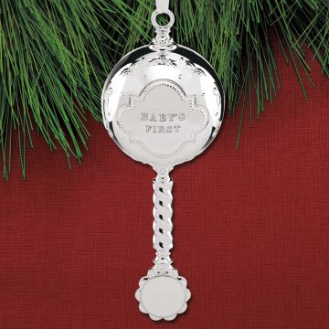 Reed & Barton Baby's First Christmas Rattle Silverplate Ornament