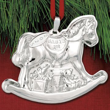 2025 Reed & Barton Baby's First Christmas Rocking Horse Sterling Ornament image