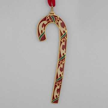 1990 Wallace Candy Cane Goldplate Ornament image