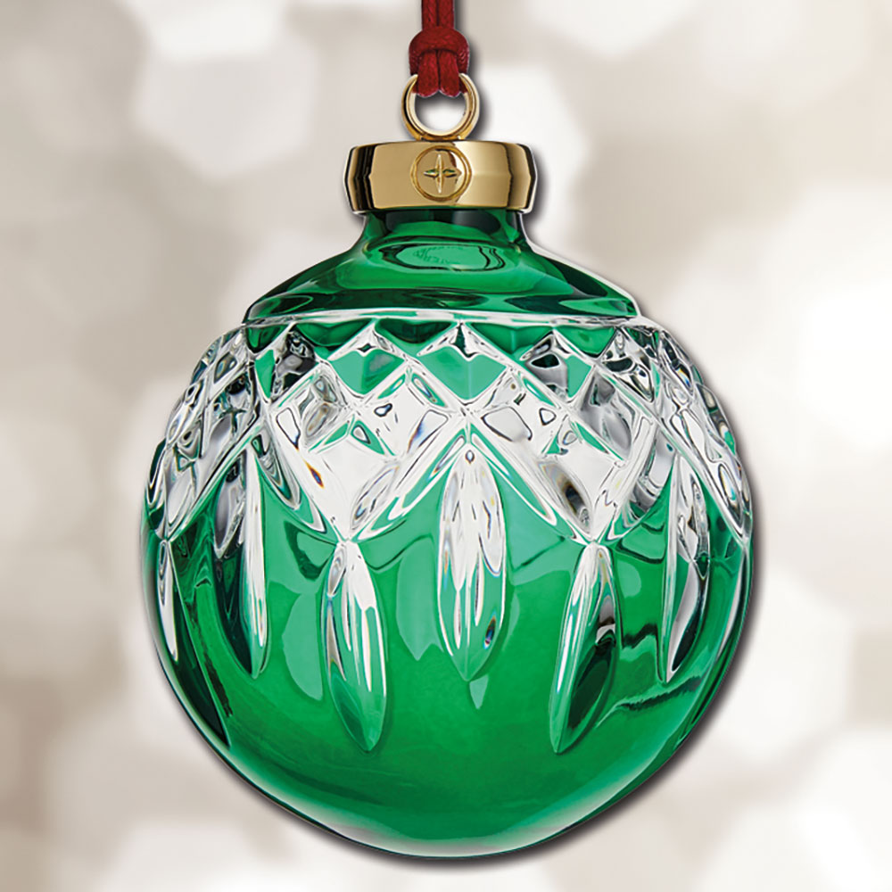 Sterling Collectables 2024 Waterford Lismore Green Bauble Crystal Ornament