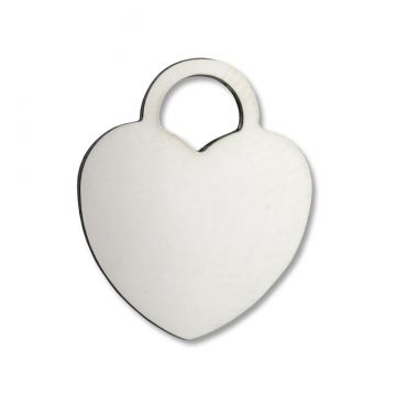 Large Heart Shaped Engravable Rhodium Plated Tag