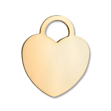 Large Heart Shaped Engravable Gold Plated Tag