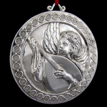 1993 Gorham Angel With Mandolin Sterling Ornament image