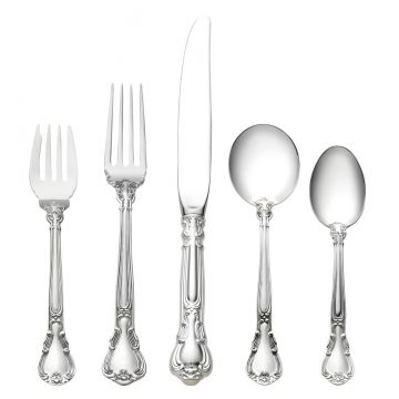 Gorham Chantilly 5 Piece Dinner Setting with Cream Soup Spoon Sterling Silver image