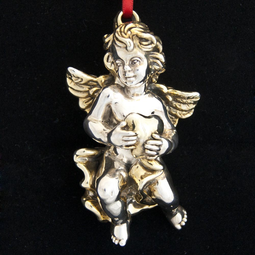 Sterling Collectables: Sam Philipe Cherub with Heart Sterling Ornament