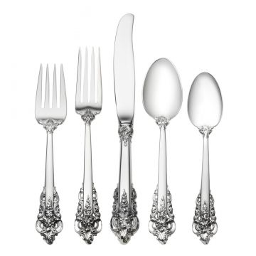 Wallace Grande Baroque 5 Piece Dinner Setting Sterling Silver image