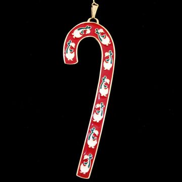 1991 Wallace Candy Cane Goldplate & Enamel Ornament image