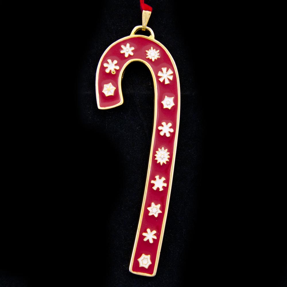 Sterling Collectables 2001 Wallace Candy Cane Goldplate & Enamel Ornament